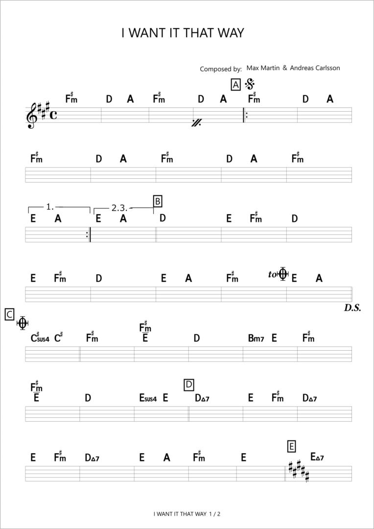 I Want It That Way Backstreet Boys コード進行さくら