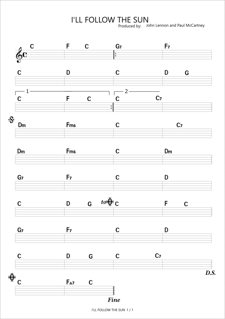 I Ll Follow The Sun The Beatles コード進行さくら