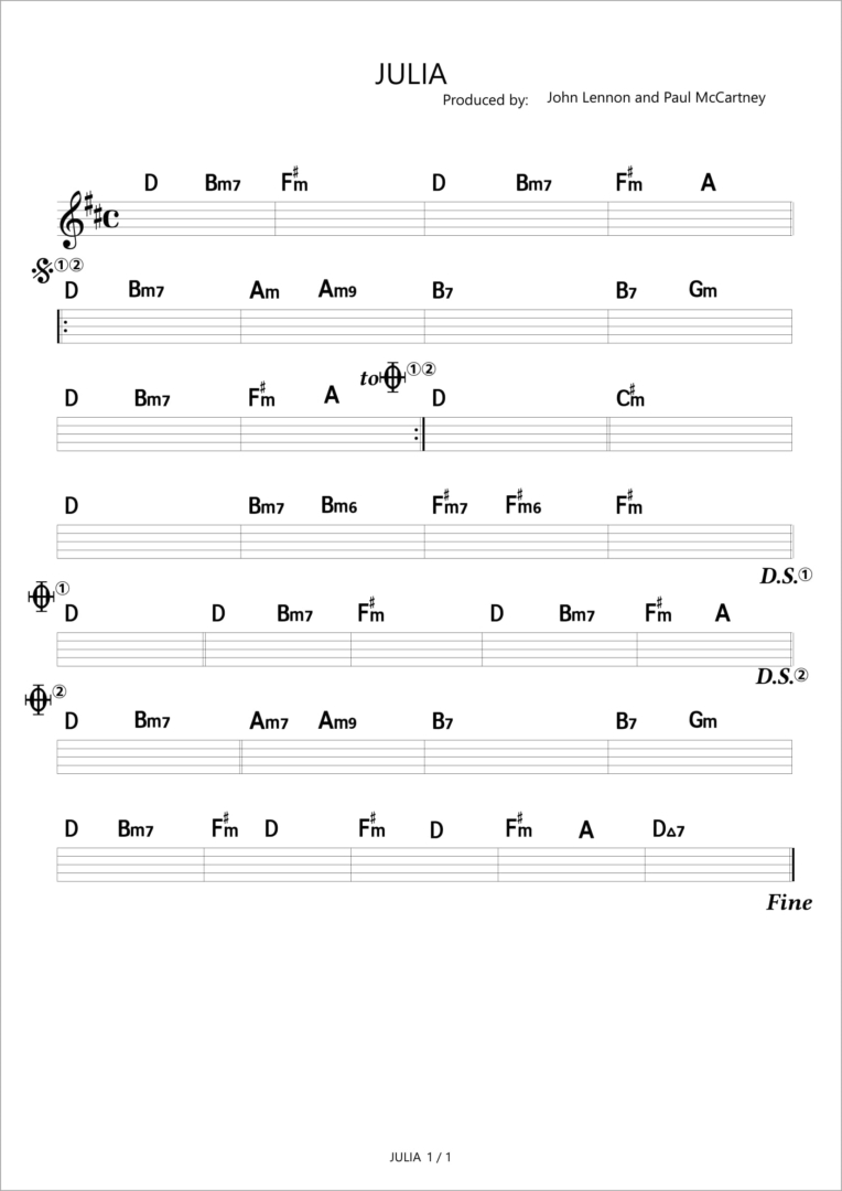 Julia The Beatles コード進行さくら