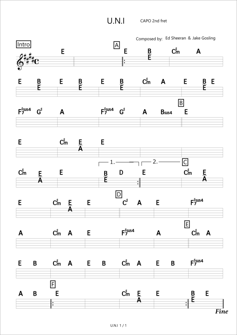 U.N.I   CAPO 2nd fret