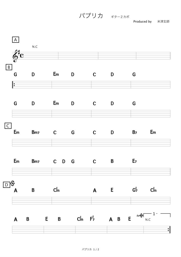 パプリカ　ギター２カポ