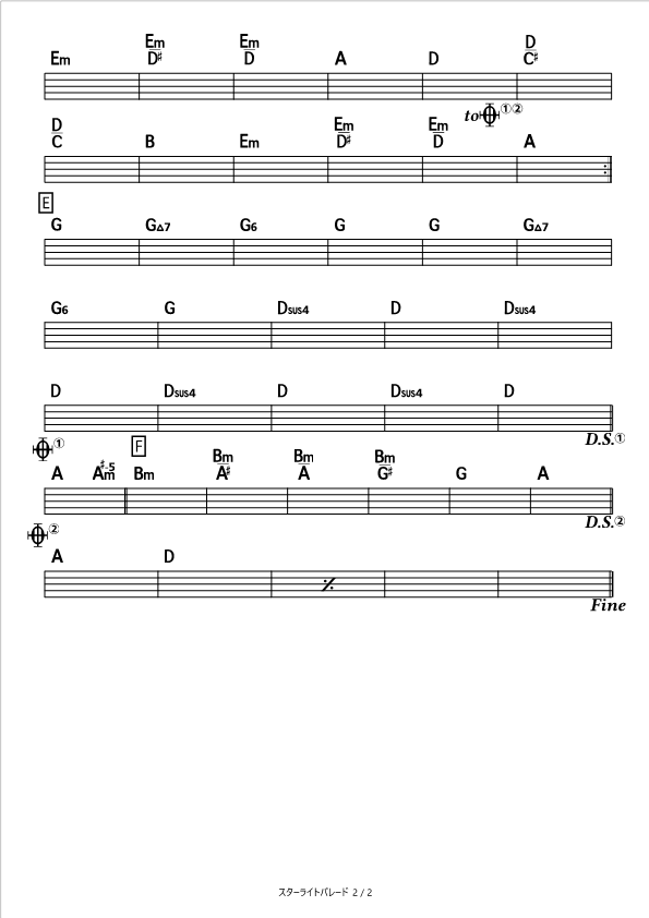 スターライトパレード Sekai No Owari コード進行さくら