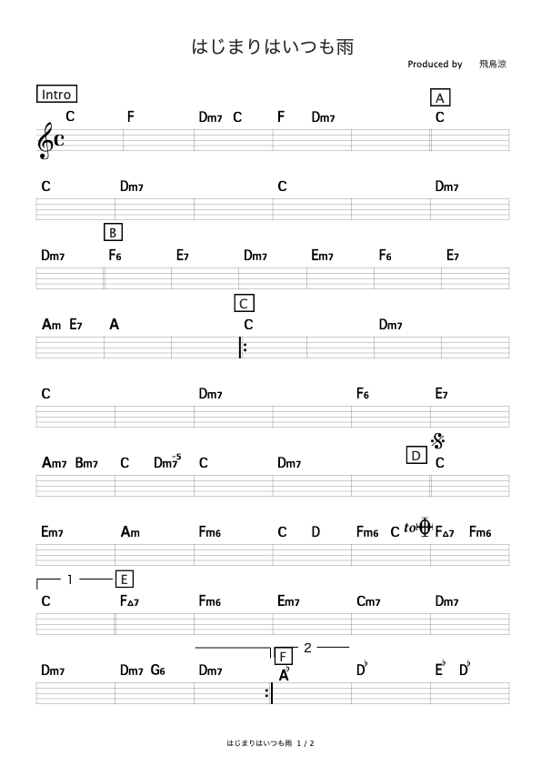 はじまりはいつも雨 Aska コード進行さくら